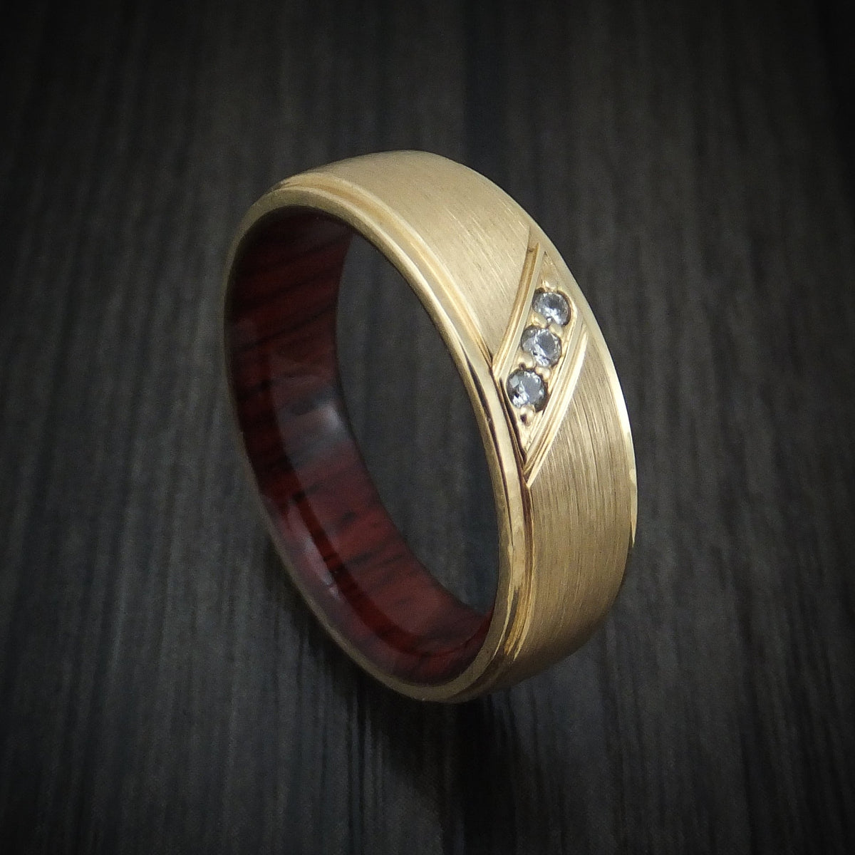 Sterling XII - 14K Gold and Lab Diamond Men's Wedding Ring with Wood Sleeve - Nura Lab