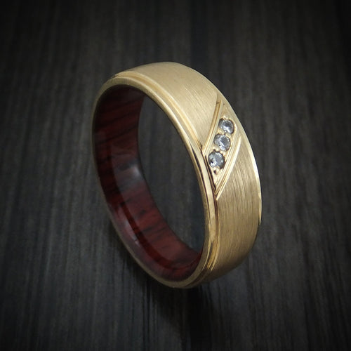 Sterling XII - 14K Gold and Lab Diamond Men's Wedding Ring with Wood Sleeve - Nura Lab