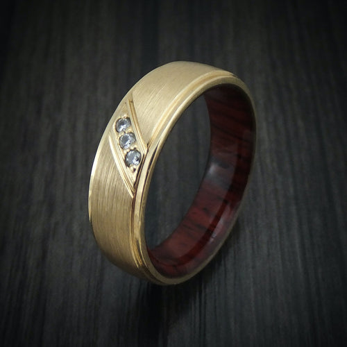 Sterling XII - 14K Gold and Lab Diamond Men's Wedding Ring with Wood Sleeve - view 4 - Nura Lab