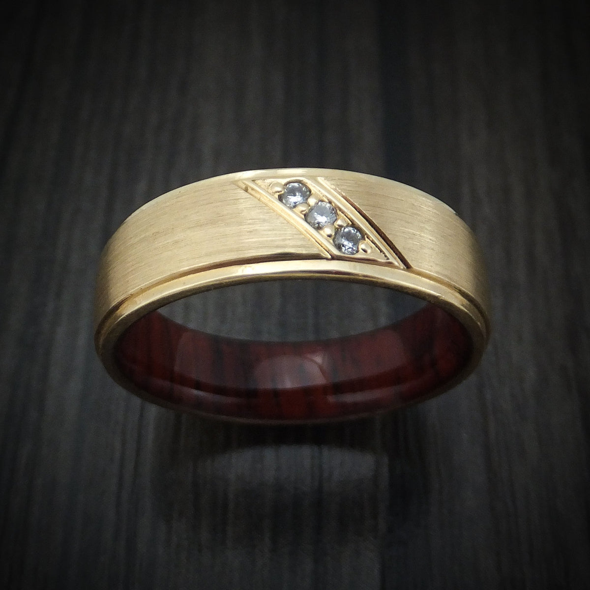 Sterling XII - 14K Gold and Lab Diamond Men's Wedding Ring with Wood Sleeve - view 2 - Nura Lab