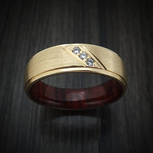 Sterling XII - 14K Gold and Lab Diamond Men's Wedding Ring with Wood Sleeve - view 2 - Nura Lab