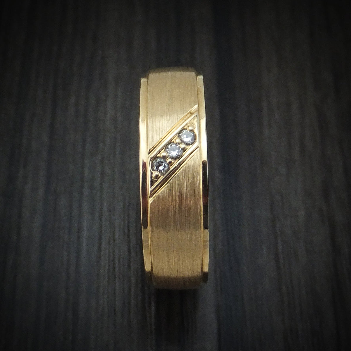Sterling XII - 14K Gold and Lab Diamond Men's Wedding Ring with Wood Sleeve - view 3 - Nura Lab