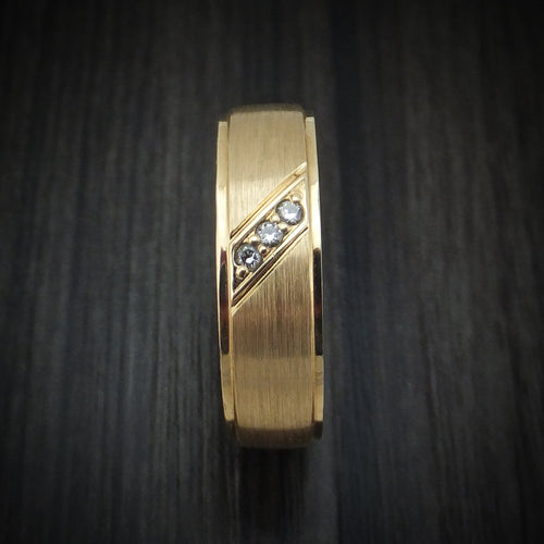 Sterling XII - 14K Gold and Lab Diamond Men's Wedding Ring with Wood Sleeve - view 3 - Nura Lab