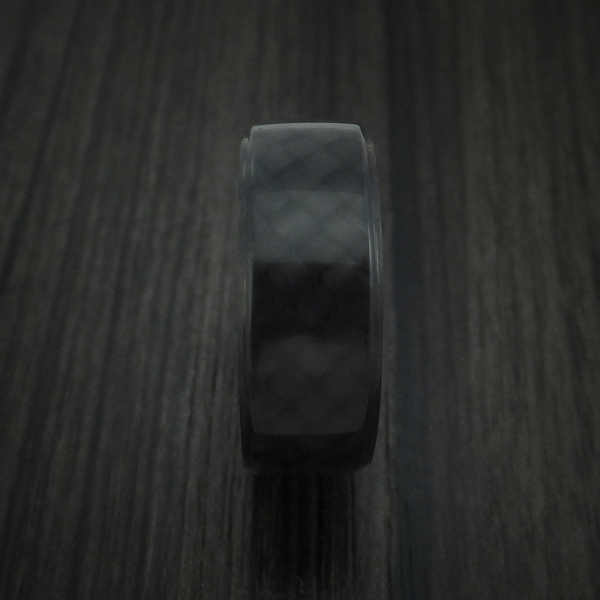 Regent XIV - Solid Carbon Fiber Men's Wedding Ring Angled Pattern Band - view 3 - Nura Lab
