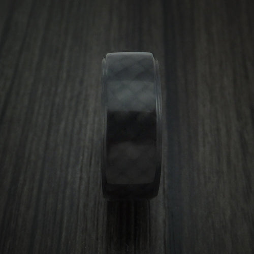 Regent XIV - Solid Carbon Fiber Men's Wedding Ring Angled Pattern Band - view 3 - Nura Lab