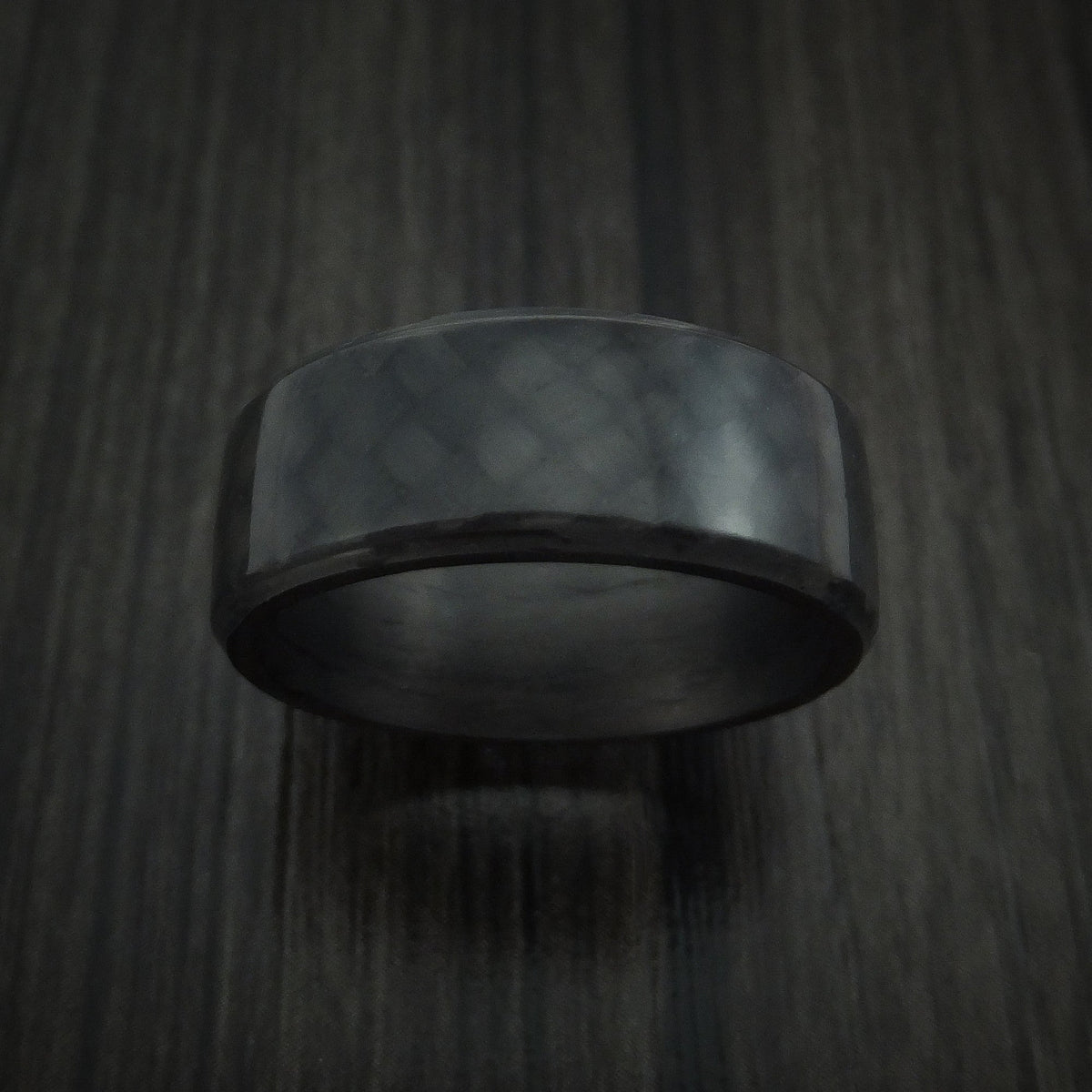 Regent XIV - Solid Carbon Fiber Men's Wedding Ring Angled Pattern Band - view 2 - Nura Lab