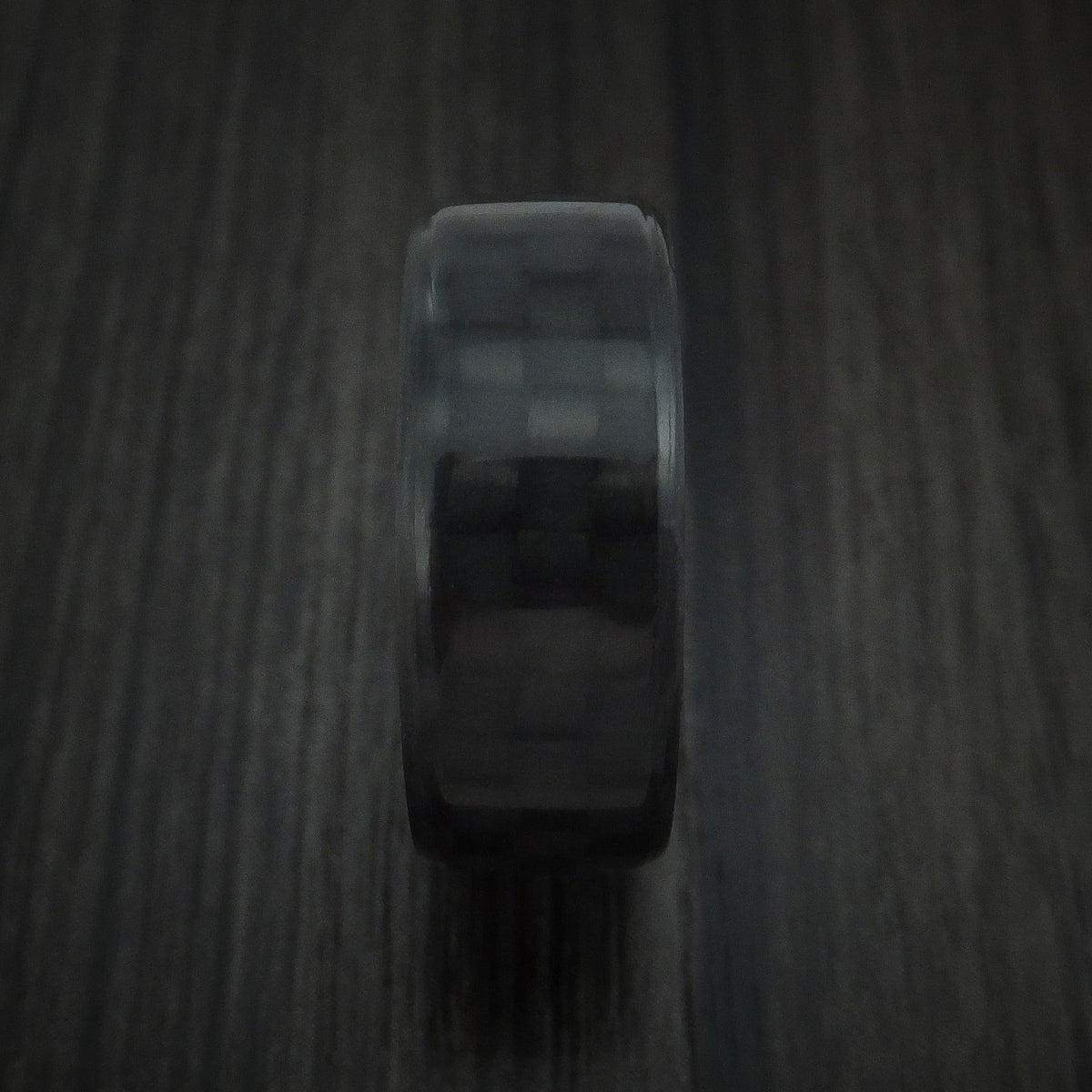 Equinox XIV - Solid Carbon Fiber Men's Wedding Ring Pattern Band - view 3 - Nura Lab