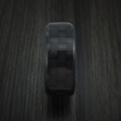 Equinox XIV - Solid Carbon Fiber Men's Wedding Ring Pattern Band - view 3 - Nura Lab