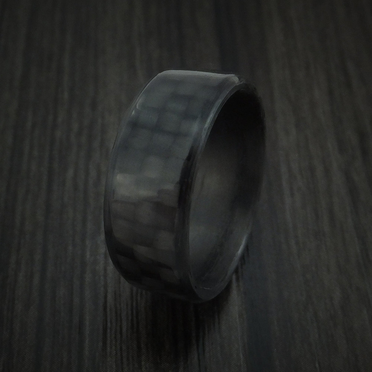 Equinox XIV - Solid Carbon Fiber Men's Wedding Ring Pattern Band - view 4 - Nura Lab
