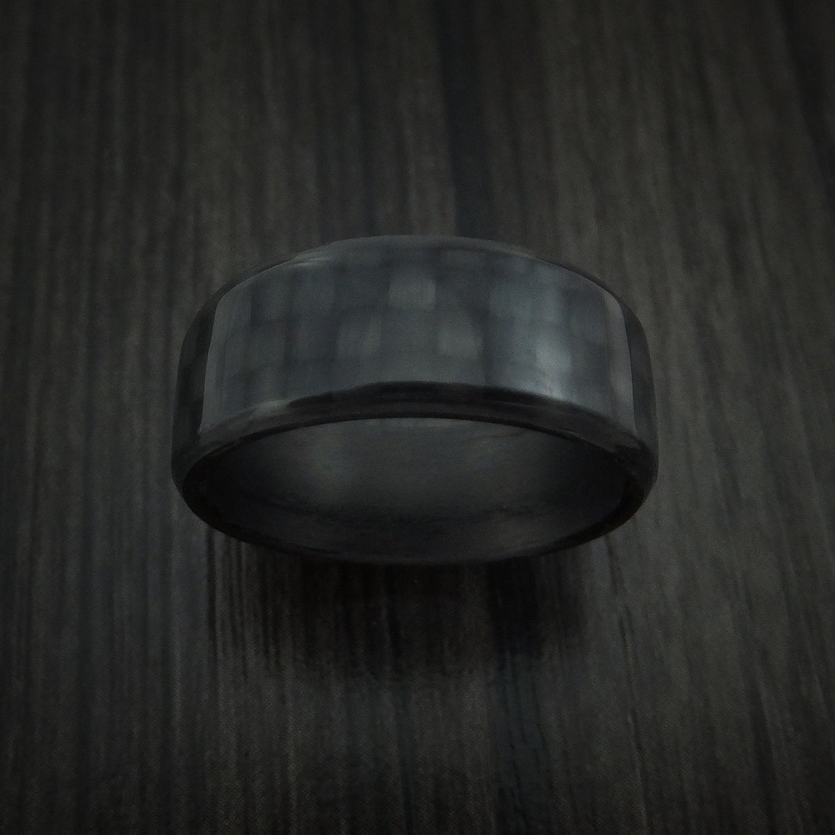 Equinox XIV - Solid Carbon Fiber Men's Wedding Ring Pattern Band - view 2 - Nura Lab
