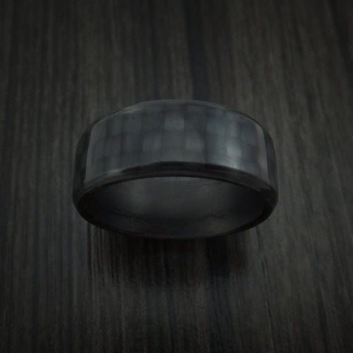 Equinox XIV - Solid Carbon Fiber Men's Wedding Ring Pattern Band - view 2 - Nura Lab