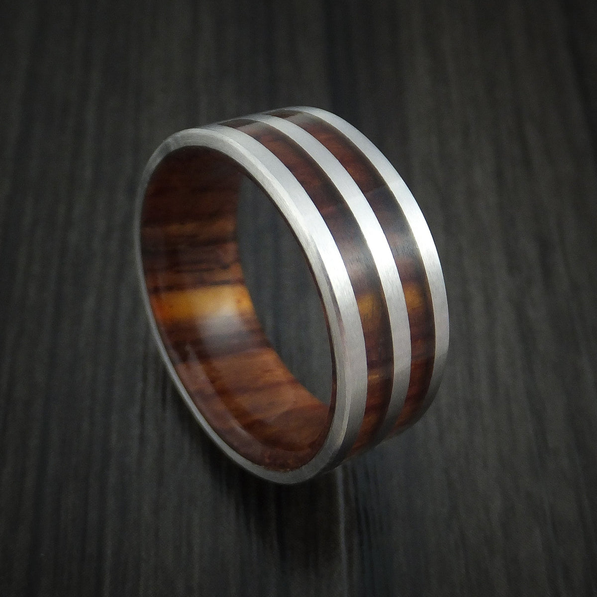 Ember XIII - Cobalt Chrome and Cocobolo Wood Men's Wedding Ring - Nura Lab