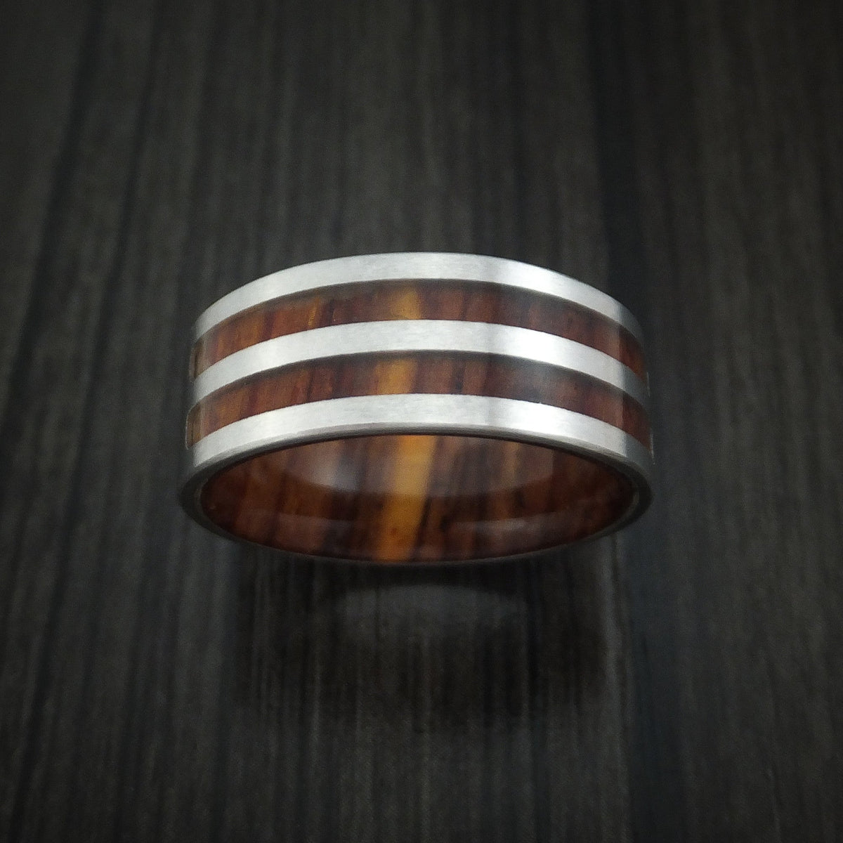 Ember XIII - Cobalt Chrome and Cocobolo Wood Men's Wedding Ring - view 2 - Nura Lab