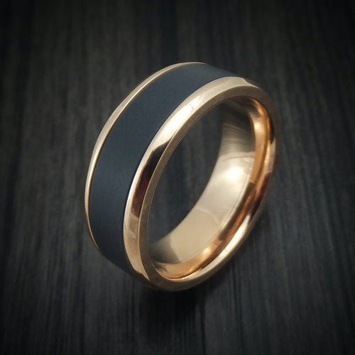 Crest XVII - Rose Gold and Black Zirconium Men's Wedding Ring - view 4 - Nura Lab