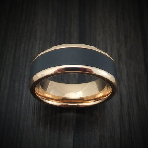 Crest XVII - Rose Gold and Black Zirconium Men's Wedding Ring - view 2 - Nura Lab