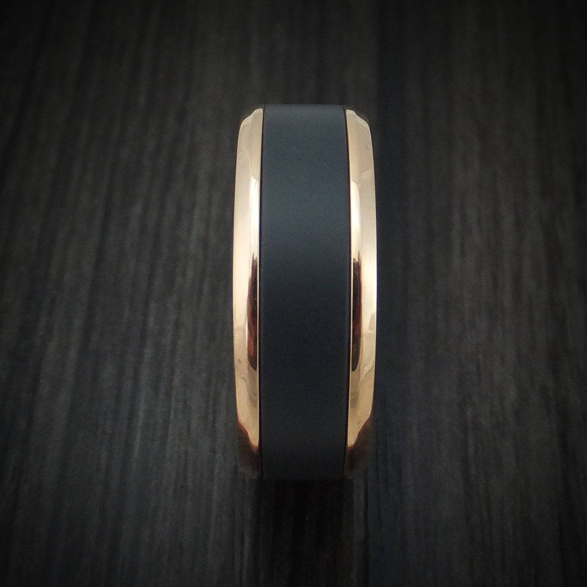 Crest XVII - Rose Gold and Black Zirconium Men's Wedding Ring - view 3 - Nura Lab