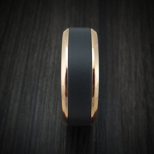 Crest XVII - Rose Gold and Black Zirconium Men's Wedding Ring - view 3 - Nura Lab