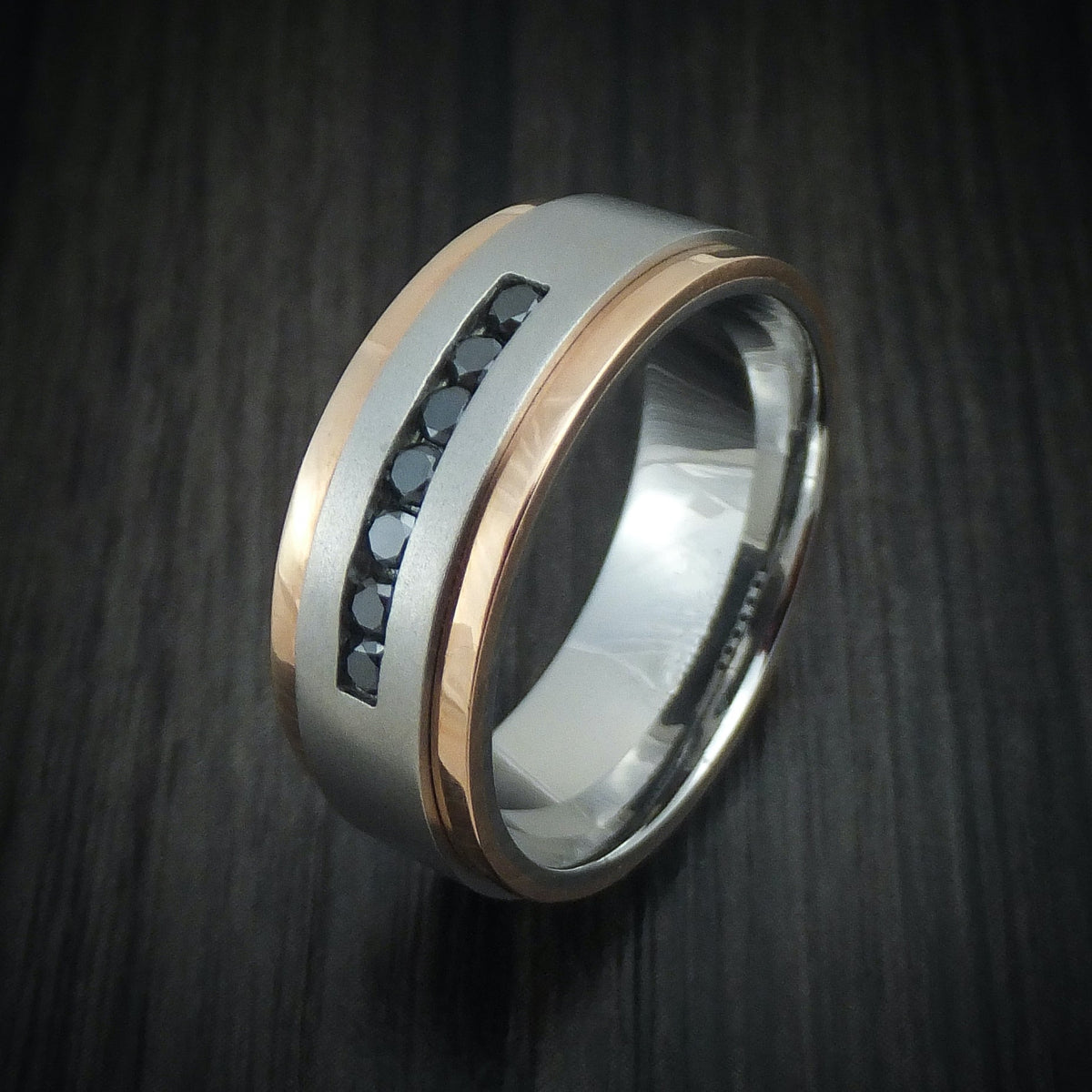 Forge XVIII - Cobalt Chrome 14K Gold and Black Diamond Men's Wedding Ring - view 4 - Nura Lab