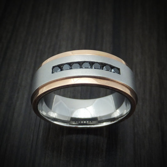 Forge XVIII - Cobalt Chrome 14K Gold and Black Diamond Men's Wedding Ring - view 2 - Nura Lab