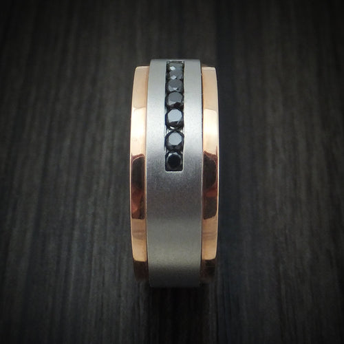Forge XVIII - Cobalt Chrome 14K Gold and Black Diamond Men's Wedding Ring - view 3 - Nura Lab