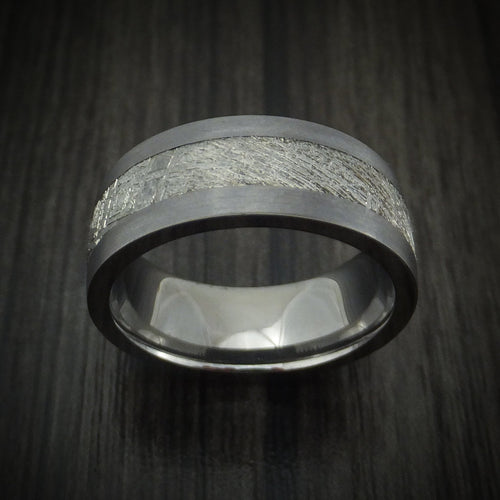 Granite XIII - Tantalum and Meteorite Men's Wedding Ring - view 2 - Nura Lab