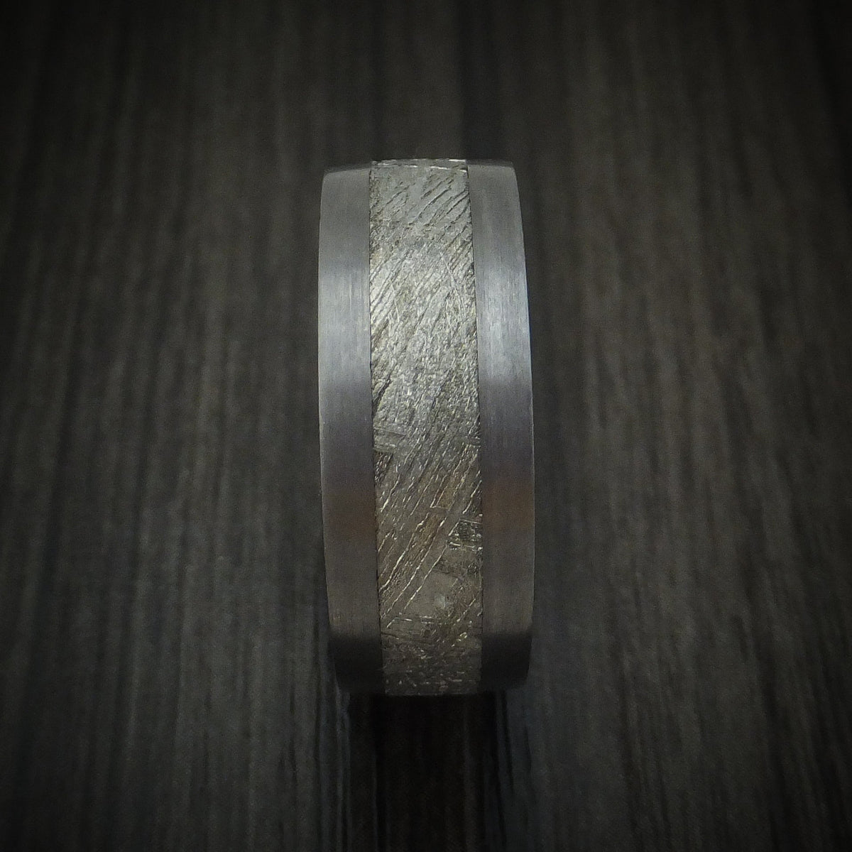 Granite XIII - Tantalum and Meteorite Men's Wedding Ring - view 3 - Nura Lab