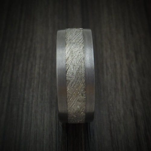 Granite XIII - Tantalum and Meteorite Men's Wedding Ring - view 3 - Nura Lab