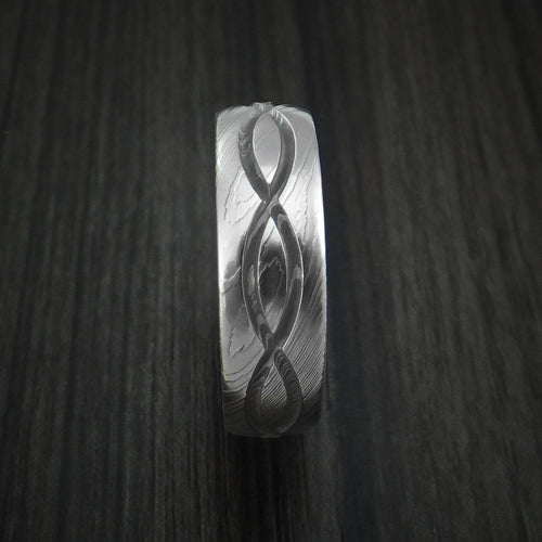 Leonidas X - Damascus Steel Celtic Knot Men's Ring Infinity Design Wedding Ring - view 3 - Nura Lab