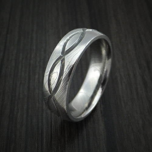 Leonidas X - Damascus Steel Celtic Knot Men's Ring Infinity Design Wedding Ring - view 4 - Nura Lab