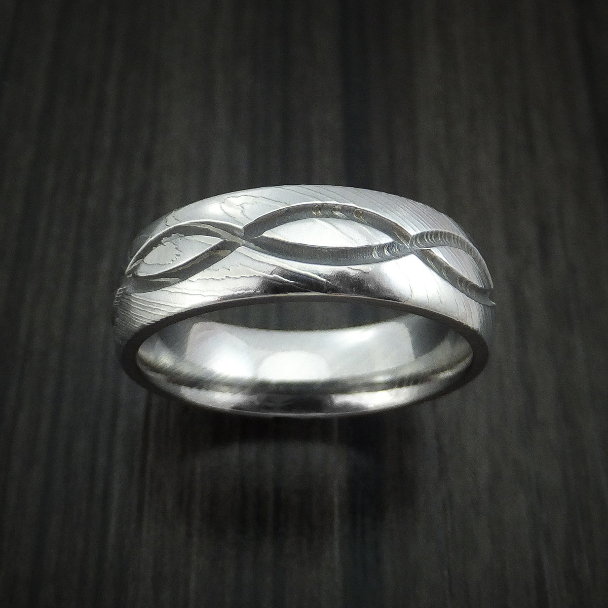 Leonidas X - Damascus Steel Celtic Knot Men's Ring Infinity Design Wedding Ring - view 2 - Nura Lab