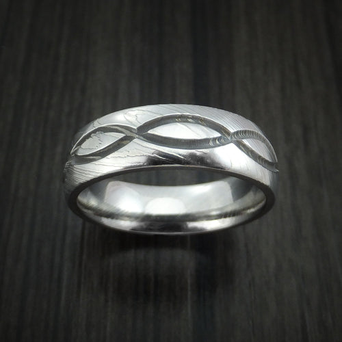 Leonidas X - Damascus Steel Celtic Knot Men's Ring Infinity Design Wedding Ring - view 2 - Nura Lab