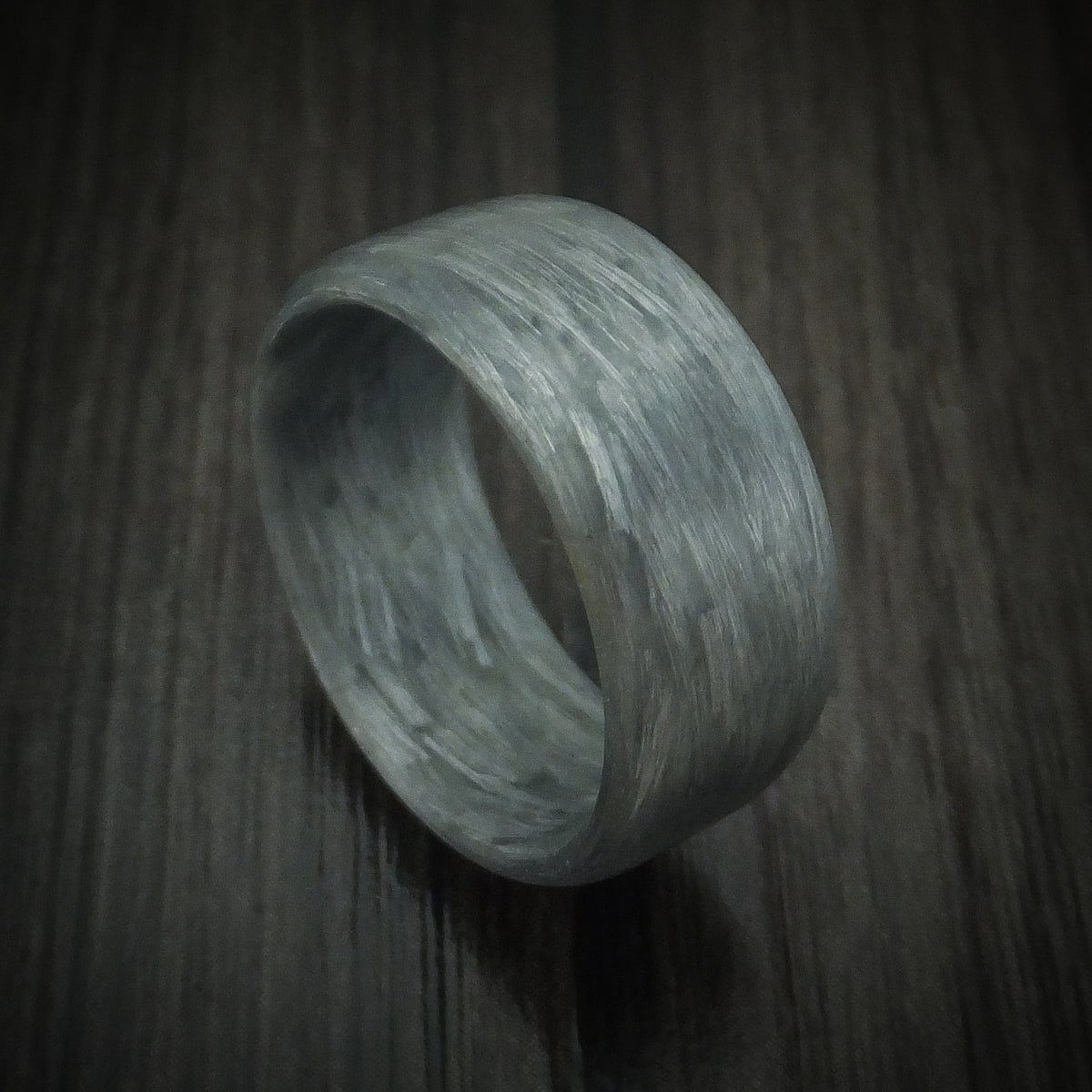 Waitakere XIV - Solid Silver Texalium Carbon Fiber Men's Wedding Ring Pattern Band - Nura Lab