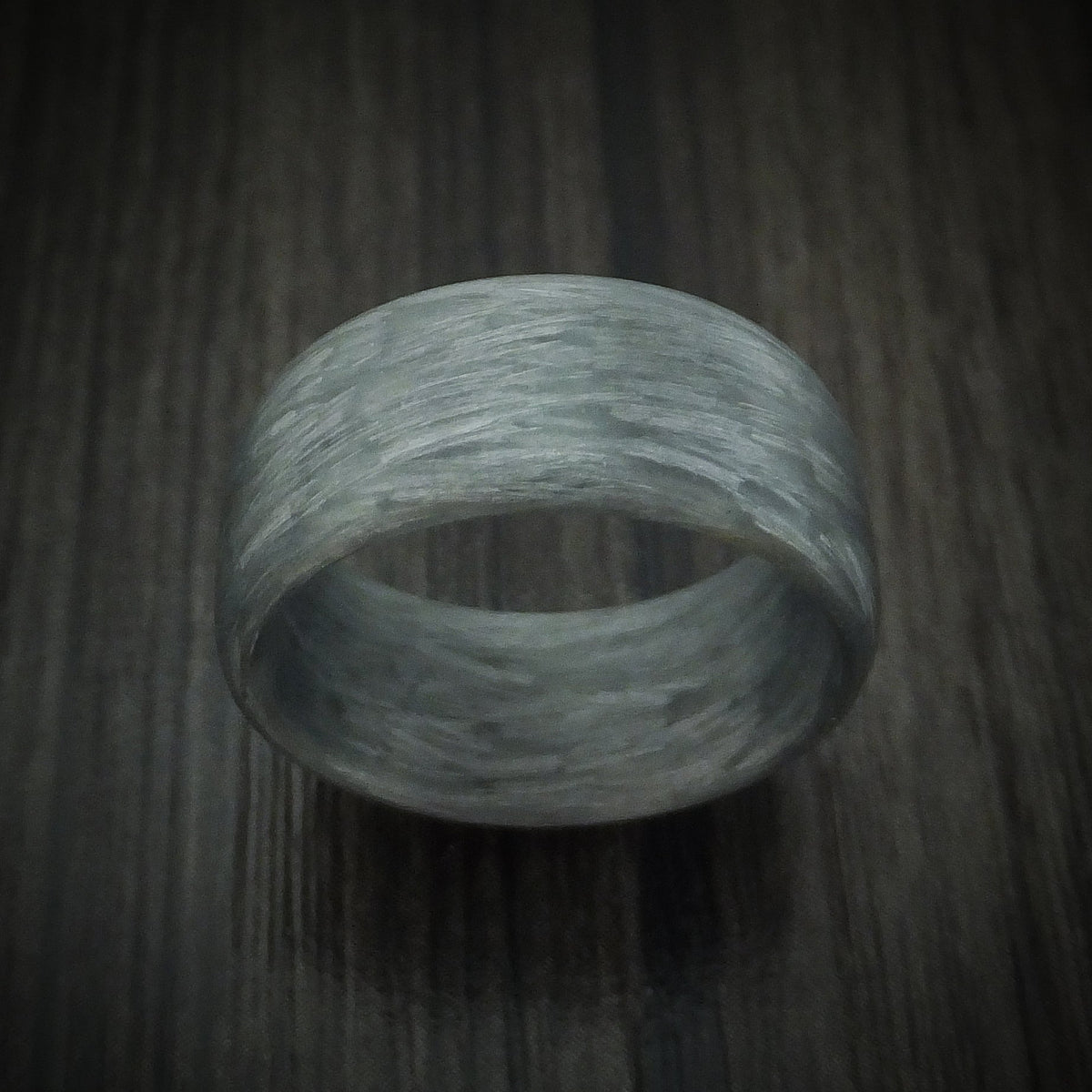 Waitakere XIV - Solid Silver Texalium Carbon Fiber Men's Wedding Ring Pattern Band - view 2 - Nura Lab
