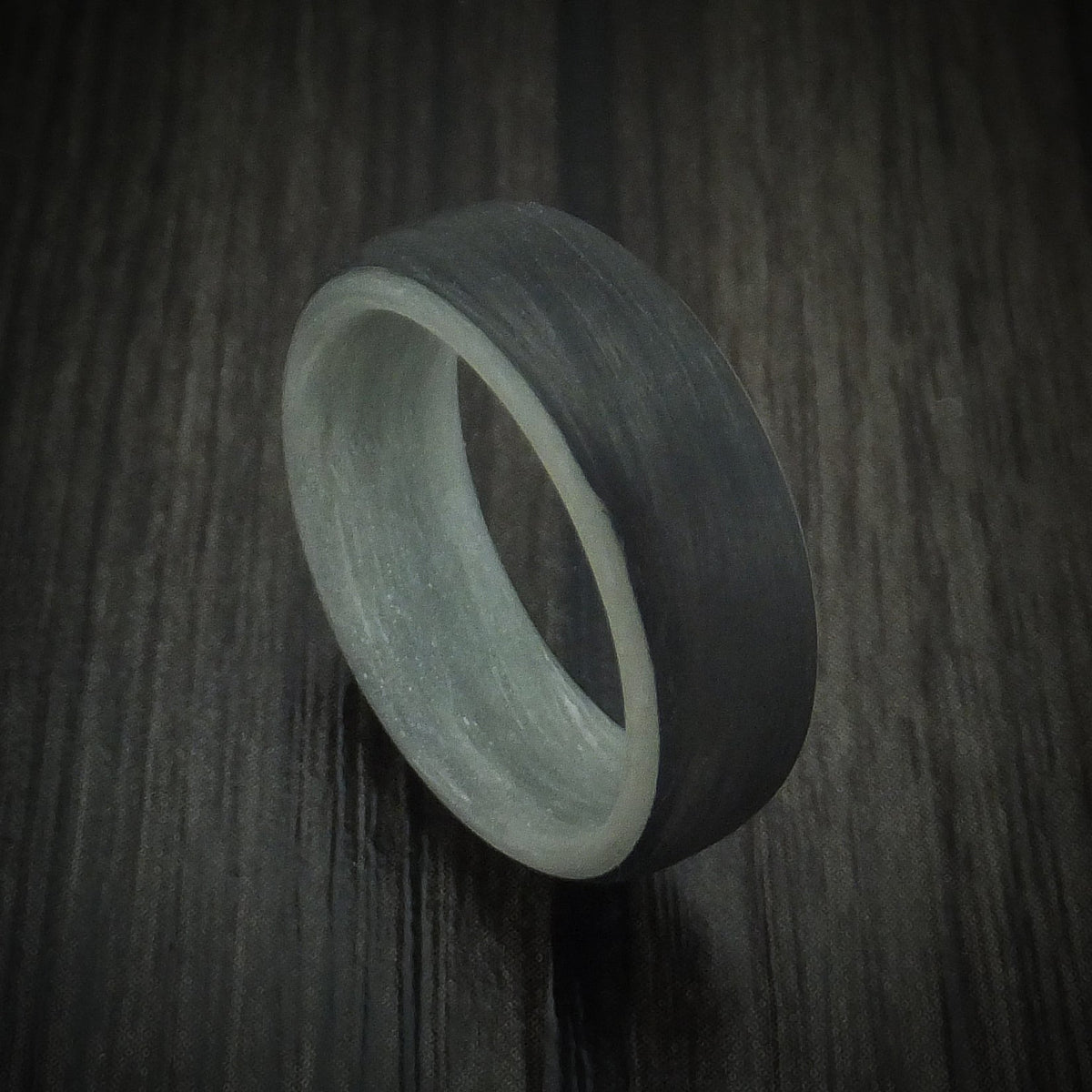 Heritage XIV - Carbon Fiber And Blue Glow Sleeve Men's Wedding Ring - Nura Lab