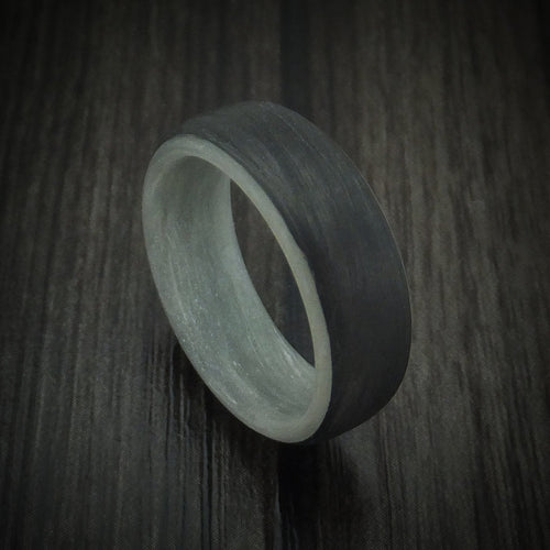 Heritage XIV - Carbon Fiber And Blue Glow Sleeve Men's Wedding Ring - Nura Lab