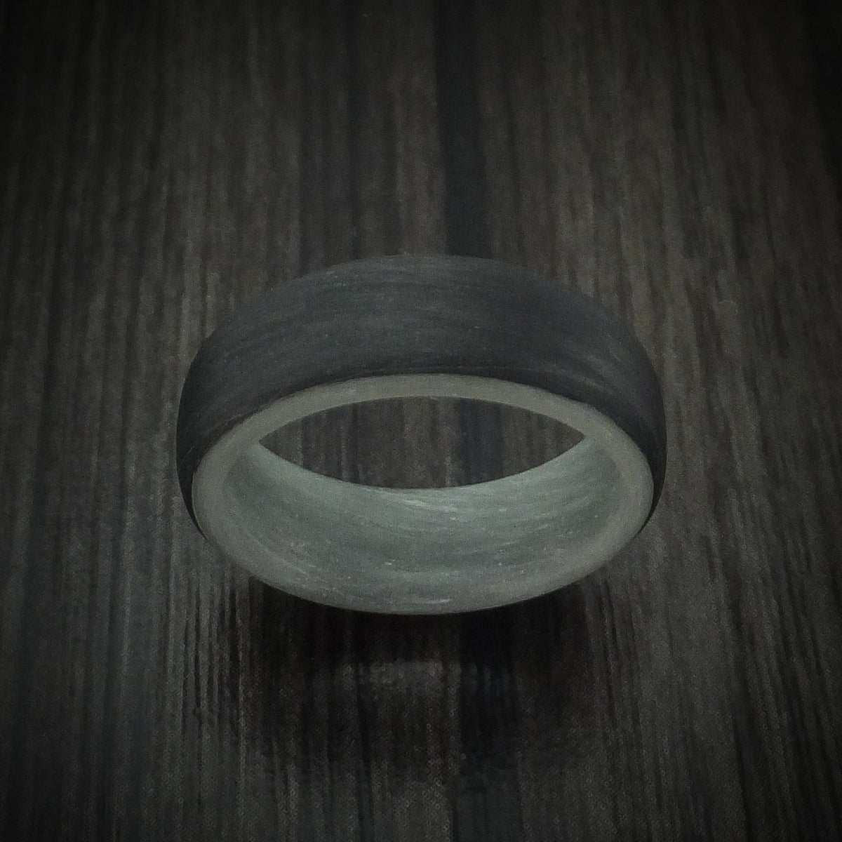 Heritage XIV - Carbon Fiber And Blue Glow Sleeve Men's Wedding Ring - view 2 - Nura Lab