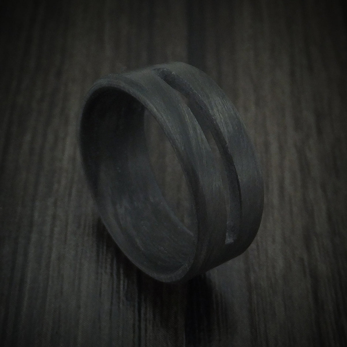 Flint XV - Solid Carbon Fiber Men's Wedding Ring with Cutout Band - Nura Lab