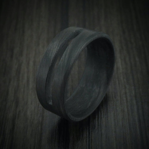 Flint XV - Solid Carbon Fiber Men's Wedding Ring with Cutout Band - view 4 - Nura Lab