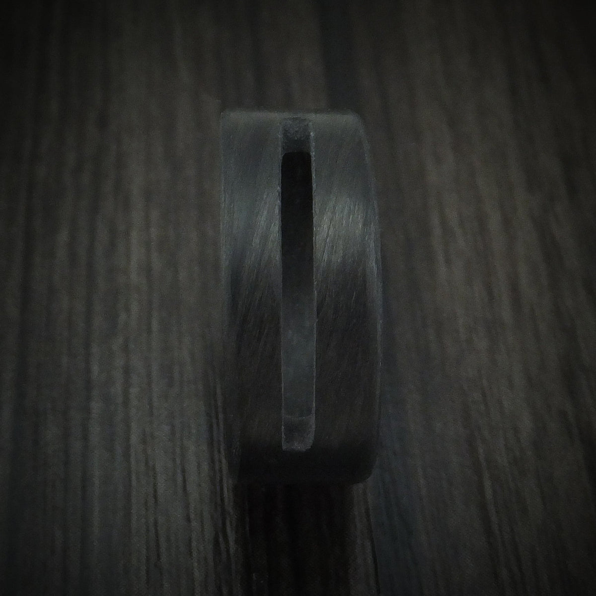 Flint XV - Solid Carbon Fiber Men's Wedding Ring with Cutout Band - view 3 - Nura Lab