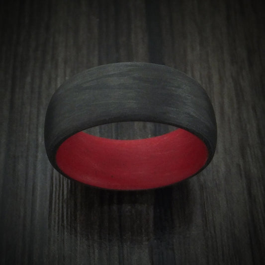 Stronghold XIV - Carbon Fiber And Red Sleeve Men's Wedding Ring - view 2 - Nura Lab