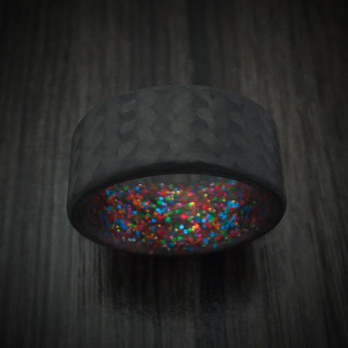 Hector XIV - Carbon Fiber And Sparkle Sleeve Men's Wedding Ring - view 2 - Nura Lab