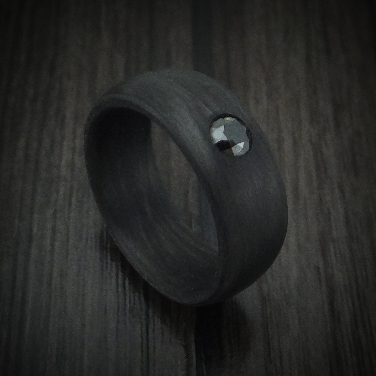 Dusk XIV - Carbon Fiber And Black Diamond Men's Wedding Ring - Nura Lab