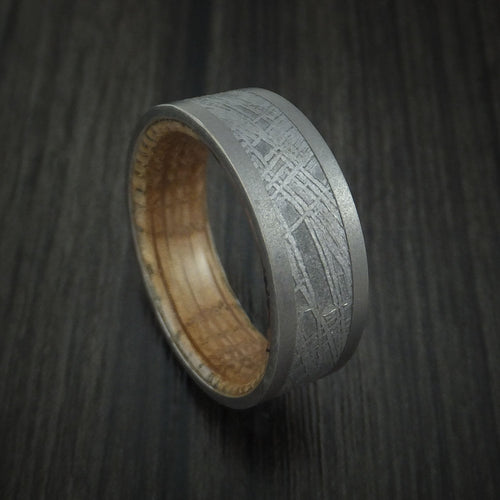 Stronghold VII - Titanium and Gibeon Meteorite Men's Wedding Ring with Hardwood Sleeve Men's Band - Nura Lab