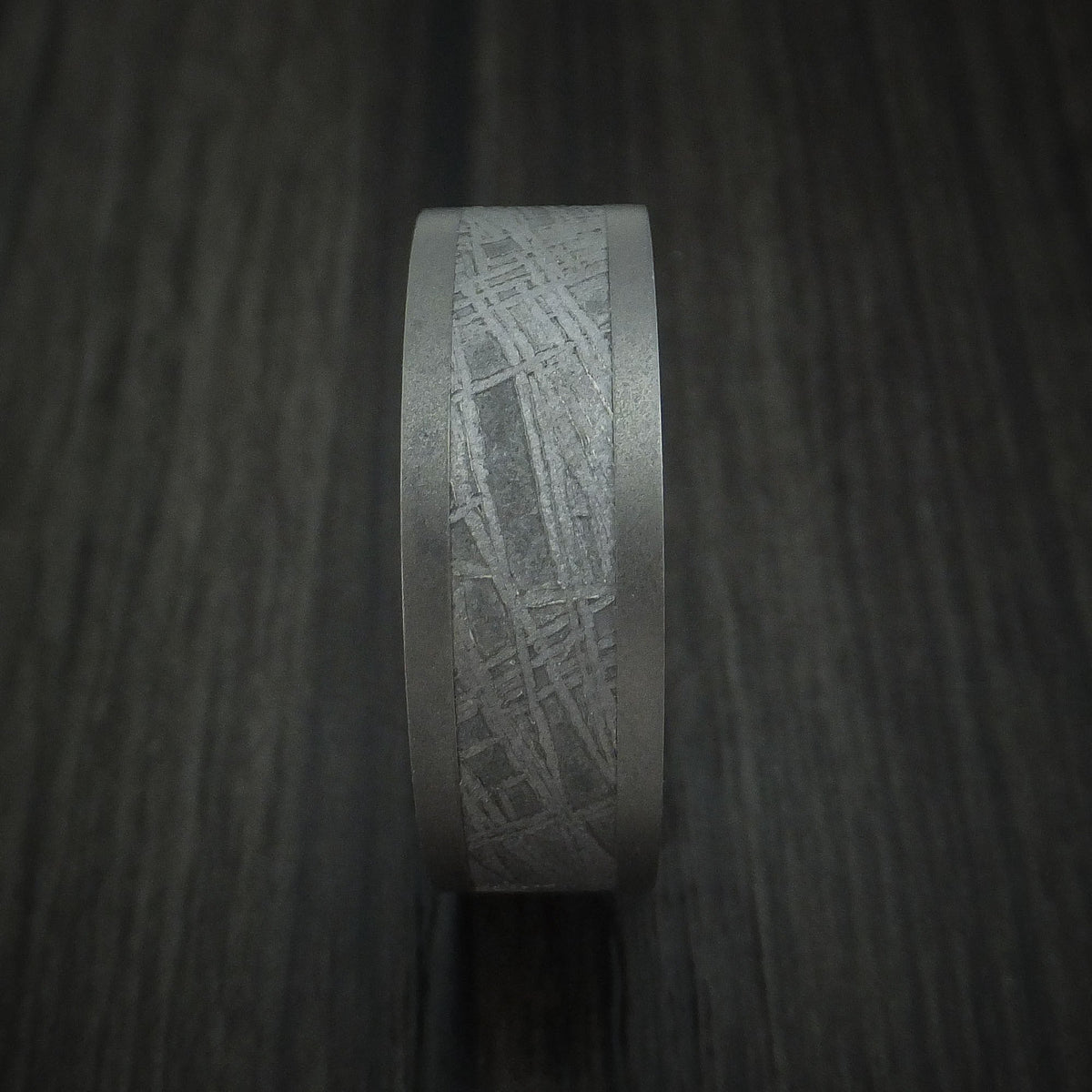 Stronghold VII - Titanium and Gibeon Meteorite Men's Wedding Ring with Hardwood Sleeve Men's Band - view 3 - Nura Lab