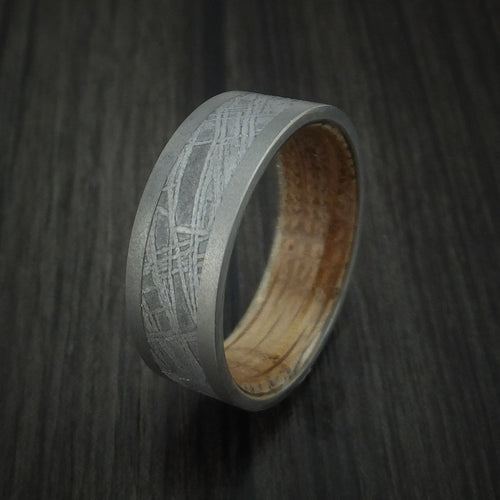 Stronghold VII - Titanium and Gibeon Meteorite Men's Wedding Ring with Hardwood Sleeve Men's Band - view 4 - Nura Lab