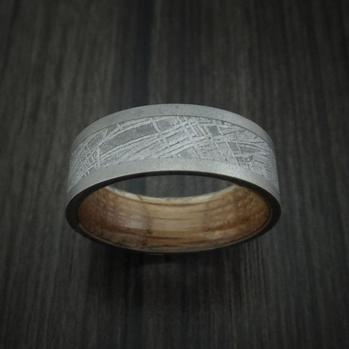 Alpine XIII - Inconel and Gibeon Meteorite Men's Wedding Ring with Hardwood Sleeve Men's Band - view 2 - Nura Lab
