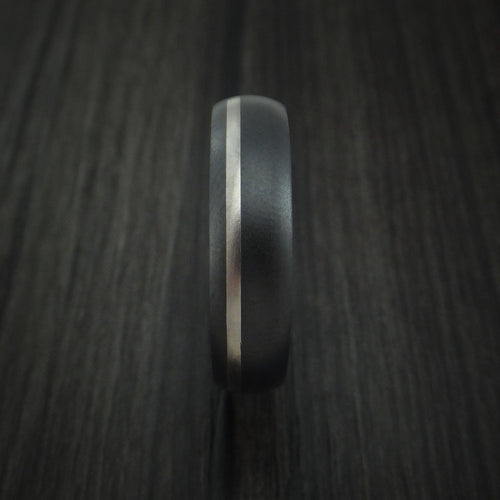 Ash XII - Black Zirconium Men's Wedding Ring with Platinum Inlay and Jade Wood Sleeve - view 3 - Nura Lab