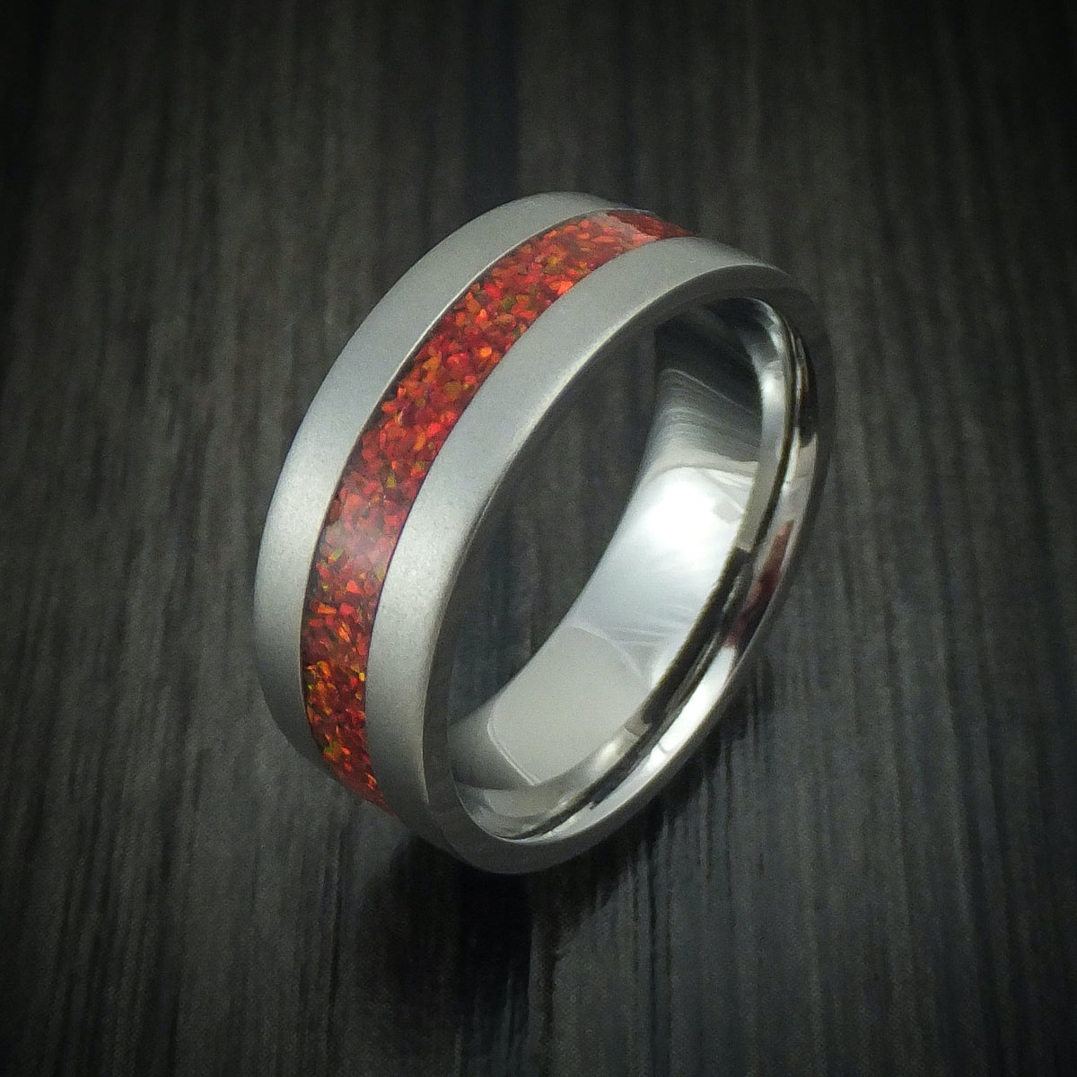 Northwind IV - Titanium and Opal Men's Wedding Ring Choose Your Color - view 4 - Nura Lab