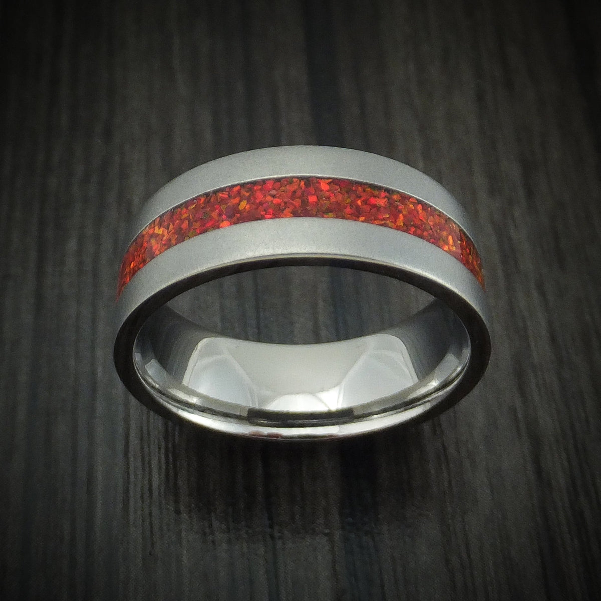 Northwind IV - Titanium and Opal Men's Wedding Ring Choose Your Color - view 2 - Nura Lab