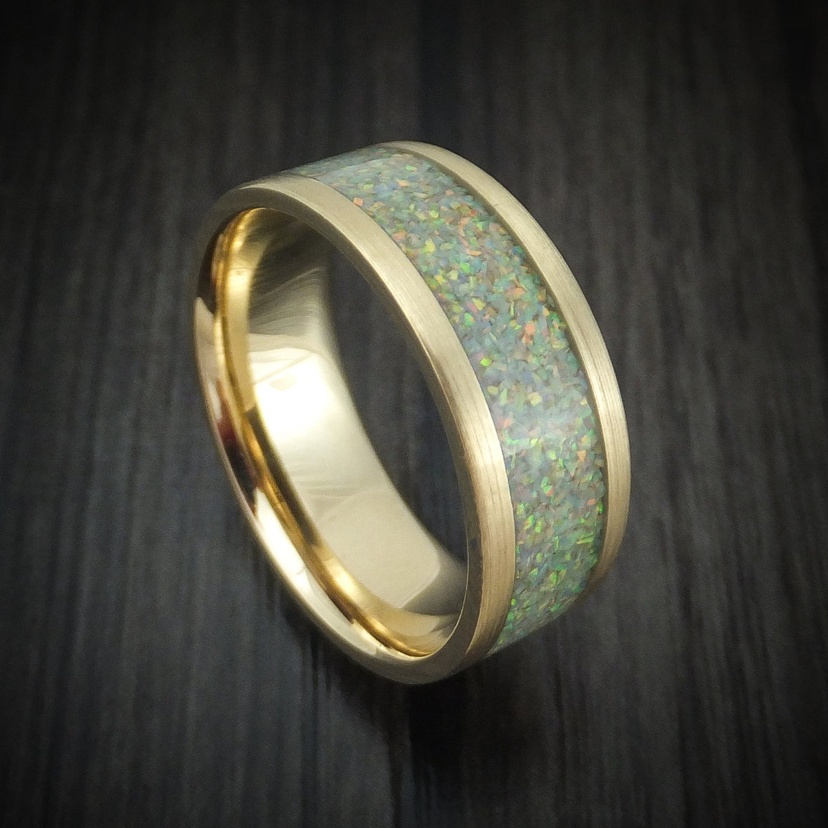 North XVII - Yellow Gold and Opal Men's Wedding Ring - Nura Lab